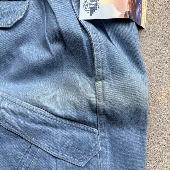 Deadstock 80s Dockers Jeans Mens 30x32 Pleated Denim Levis Cargo Tapered Vintage - Picture 15 of 15